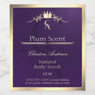 Royal Purple Product Label Gold Frame and Monogram