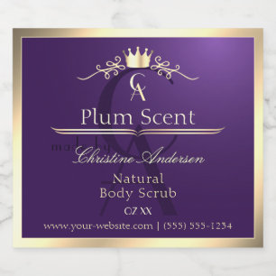 Royal Purple Product Label Gold Frame and Monogram
