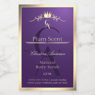 Royal Purple Product Label Gold Frame and Monogram