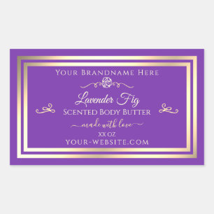 Royal Purple Product Label with Gold Shimmer Frame