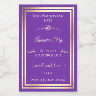 Royal Purple Product Label with Gold Shimmer Frame