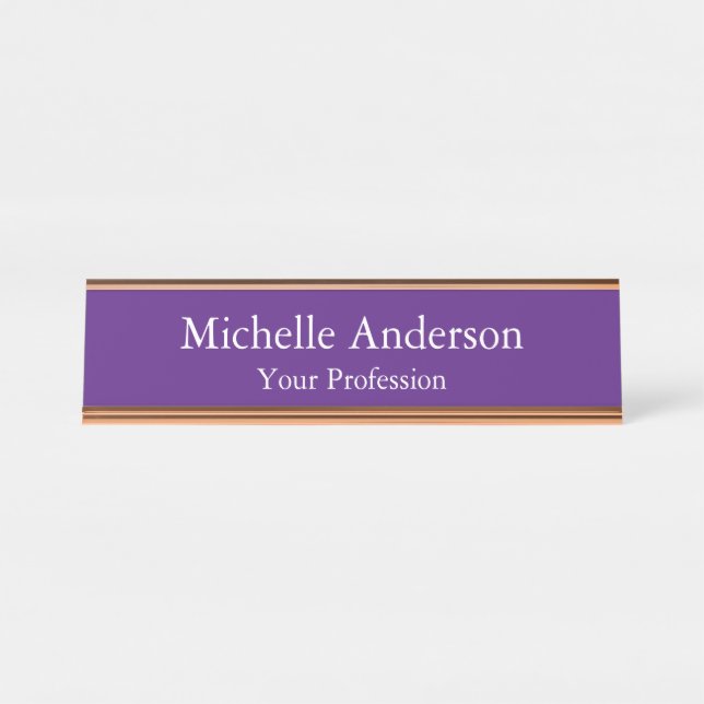 Royal Purple Professional Manager Modern Plain Desk Name Plate (Front)