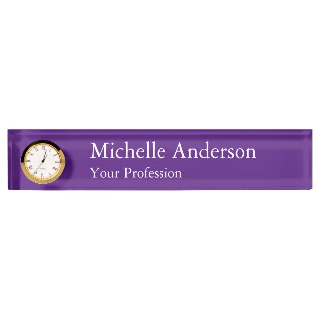 Royal Purple Professional Manager Modern Plain Nameplate (Front)