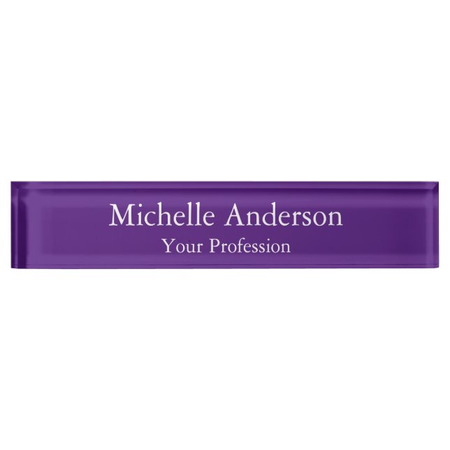 Royal Purple Professional Manager Modern Plain Nameplate (Front)