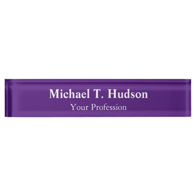 Royal Purple Professional Minimalist Modern Plain Nameplate (Front)