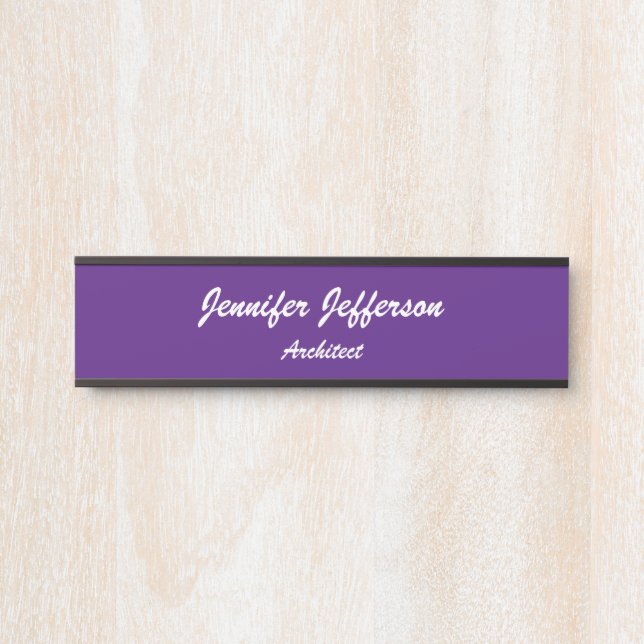 Royal Purple Professional Plain Handwriting Door Sign (Front)