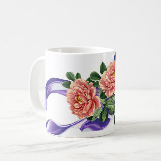Royal Purple Ribbon & Floral Wedding Favour Mug