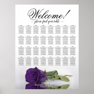 Royal Purple Rose 32 Table Wedding Seating Chart