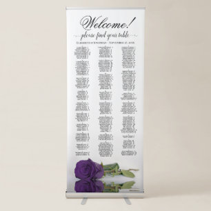 Royal Purple Rose Chic Alphabetical Seating Chart Retractable Banner
