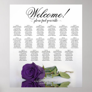 Royal Purple Rose Elegant 17 Table Seating Chart
