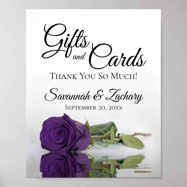 Royal Purple Rose Gifts & Cards Wedding Sign (Front)