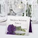 Royal Purple Rose Wedding DIY Fold Place Card<br><div class="desc">These elegant wedding place cards are designed as a printable option for assigned seating. The beautiful design features a single long-stemmed deep royal purple coloured rose reflecting in water with waves and ripples. There is room for the name of your guest and the table number. These are DIY folded cards...</div>