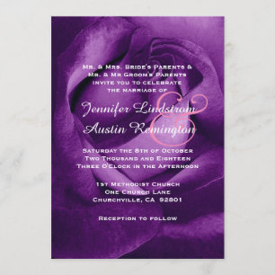 Royal Purple Rose Wedding V12 Invitation