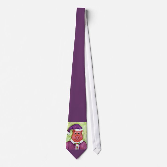 Royal Purple Santa Pig Tie (Front)