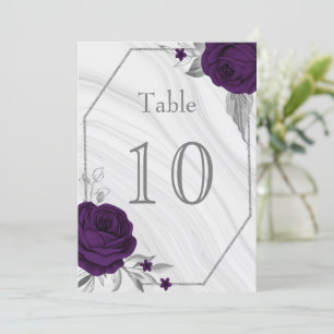 royal purple silver floral geometric table number