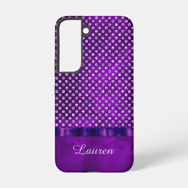 Royal Purple Silver Gem Pattern Samsung Galaxy S22 Case (Back)