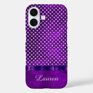 Royal Purple Silver Gem Personalised iPhone 16 Case
