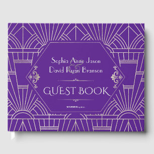 Royal Purple Silver Great Gatsby Wedding Guest Book