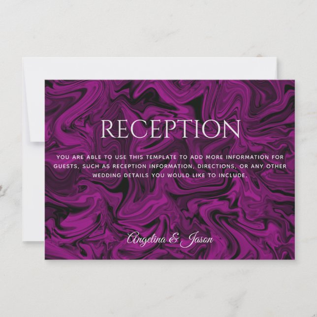 Royal Purple & Silver Grey Wedding Reception Card (Front)