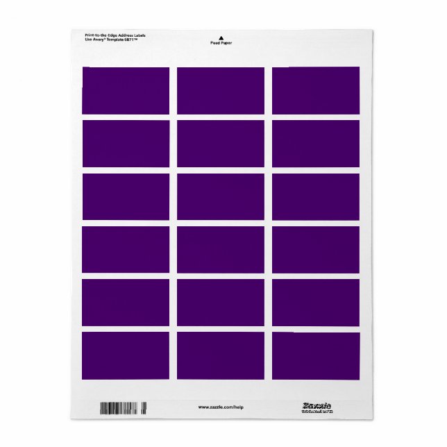 Royal purple (solid color)  label (Full Sheet)