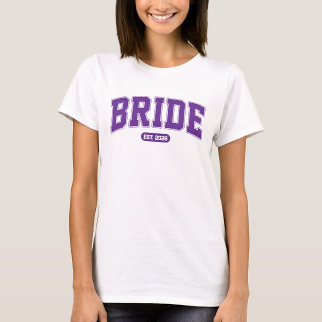 Royal Purple Sports Bride Bachelorette Party T-Shirt (Front)