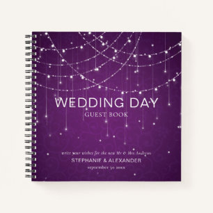 Royal Purple String Lights Wedding Guest Book