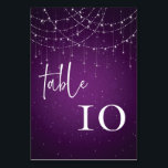 Royal Purple String Lights Wedding Table Number<br><div class="desc">Elegant Royal Purple String Lights Wedding Table Number. The text type and colour can be changed vis the edit menu. The same design is on the back and the number will update simultaneously as you change it. Add each number you require to your cart separately.</div>