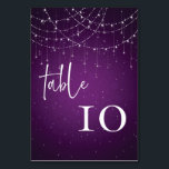 Royal Purple String Lights Wedding Table Number<br><div class="desc">Elegant Royal Purple String Lights Wedding Table Number. The text type and colour can be changed vis the edit menu. The same design is on the back and the number will update simultaneously as you change it. Add each number you require to your cart separately.</div>