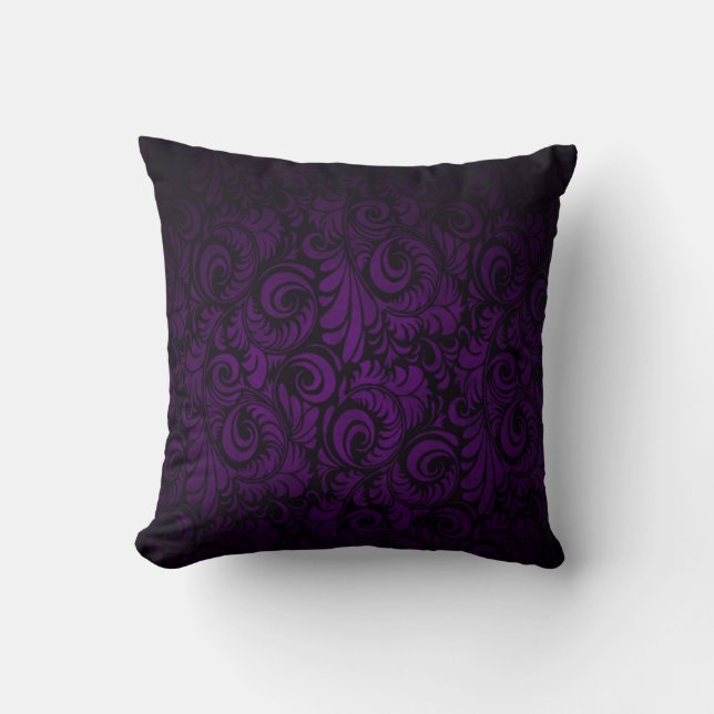 Royal Purple Swagger Floral Print Throw Pillow (Front)