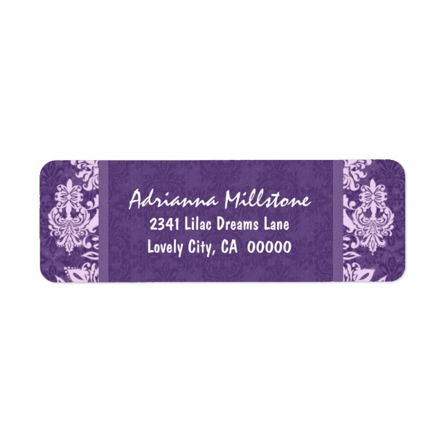ROYAL PURPLE Swirl Damask Wedding B321 (Front)