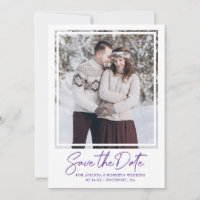 Royal Purple Text Photo Wedding Save The Date