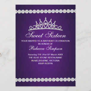 Royal Purple Tiara Birthday Invitation