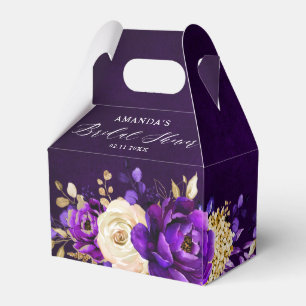 Royal Purple Violet Gold  Botanical Bridal Shower  Favour Box
