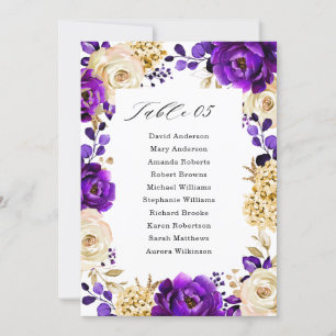 Royal Purple Violet Gold Botanical Seating Chart I Invitation
