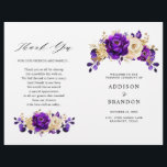 Royal Purple Violet Gold Botanical Wedding Program<br><div class="desc">Elegant royal purple gold theme wedding program featuring elegant bouquet of royal purple,  Indigo,  gold,  yellow  colour rose flowers buds and eucalyptus leaves. Please contact me for any help in customisation or if you need any other product with this design.</div>