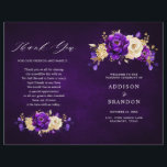 Royal Purple Violet Gold Botanical Wedding Program<br><div class="desc">Elegant royal purple gold theme wedding program featuring elegant bouquet of royal purple,  Indigo,  gold,  yellow  colour rose flowers buds and eucalyptus leaves. Please contact me for any help in customisation or if you need any other product with this design.</div>