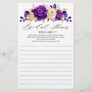 Royal Purple Violet Gold Bridal Shower Game     