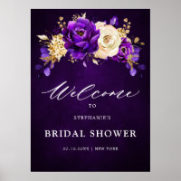 Royal Purple Violet Gold Bridal Shower Welcome Po