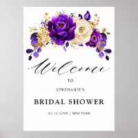  Royal Purple Violet Gold Bridal Shower Welcome