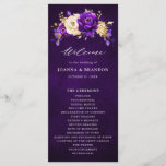 Royal Purple Violet Gold Floral Botanical Wedding  Programme<br><div class="desc">Elegant royal purple gold theme wedding program featuring elegant bouquet of royal purple,  Indigo,  gold,  yellow  colour rose flowers buds and eucalyptus leaves. Please contact me for any help in customisation or if you need any other product with this design.</div>