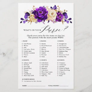 Royal Purple Violet Gold Floral Bridal Shower Game