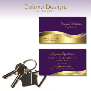 Royal Purple Wavy Gold Decor Elegant and Luxurious Business Card