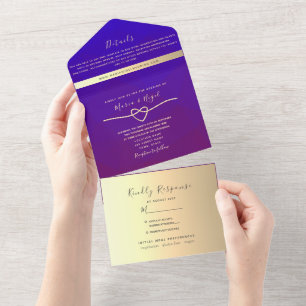 Royal Purple Wedding All In One Invitation