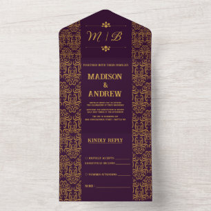 Royal purple wedding invitation