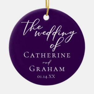 Royal Purple Wedding Personalized Photo Christmas Ceramic Tree Decoration