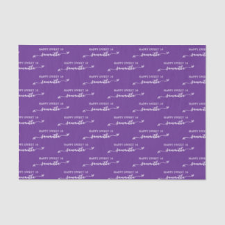 Royal Purple White Happy Sweet 16 Cute Bow Name Tissue Paper