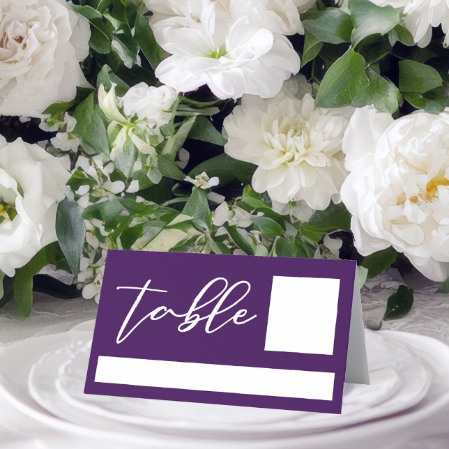 Royal Purple White Personalised Wedding Place Card (Creator Uploaded)
