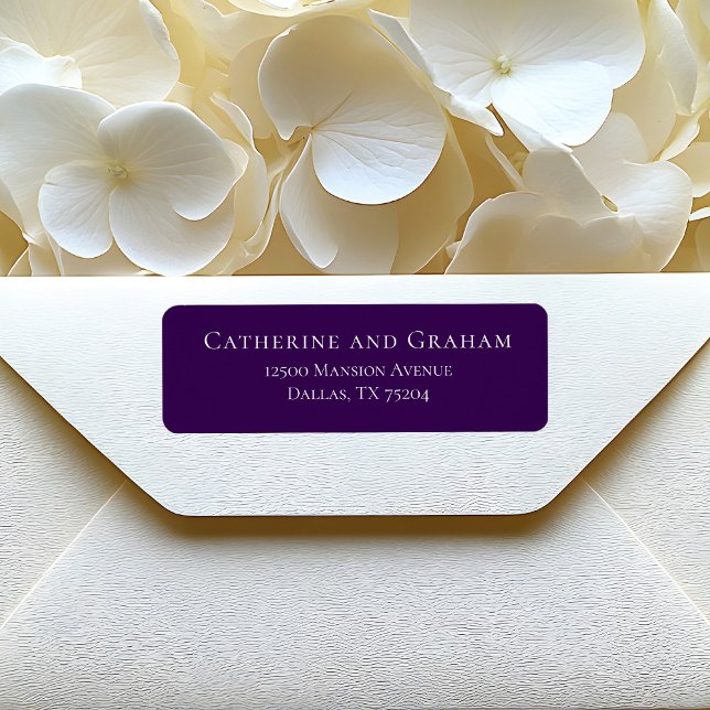 Royal Purple White Script Wedding Return Address (Creator Uploaded)