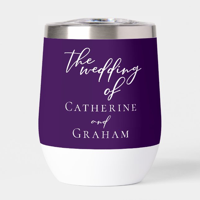 Royal Purple White Typography Personalised Wedding (Front)