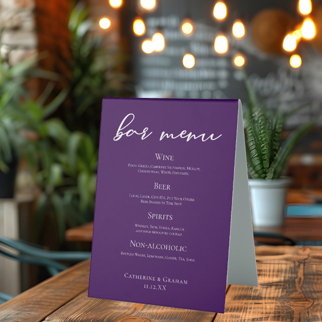 Royal Purple White Wedding Bar Menu (Creator Uploaded)